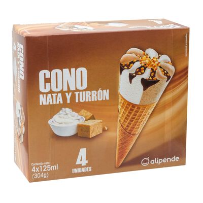 Helado cono Alipende 4 uds nata-turrón