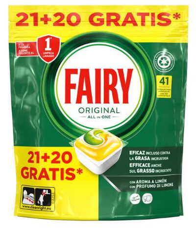 Detergente lavavajillas c&aacute;psulas Fairy 21+20  unidades Original