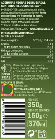 Aceituna negra sin hueso Excelencia 150g