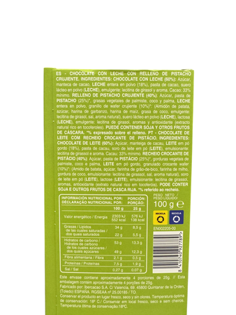 Chocolate con leche con relleno de pistacho crujiente Darlet 100g