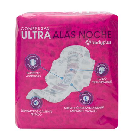 Compresas con alas Bodyplus 10 uds noche ultra