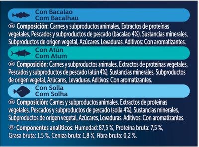 Alimento de gato soup con pescado con bacalao con at&uacute;n y con solla Felix 288g