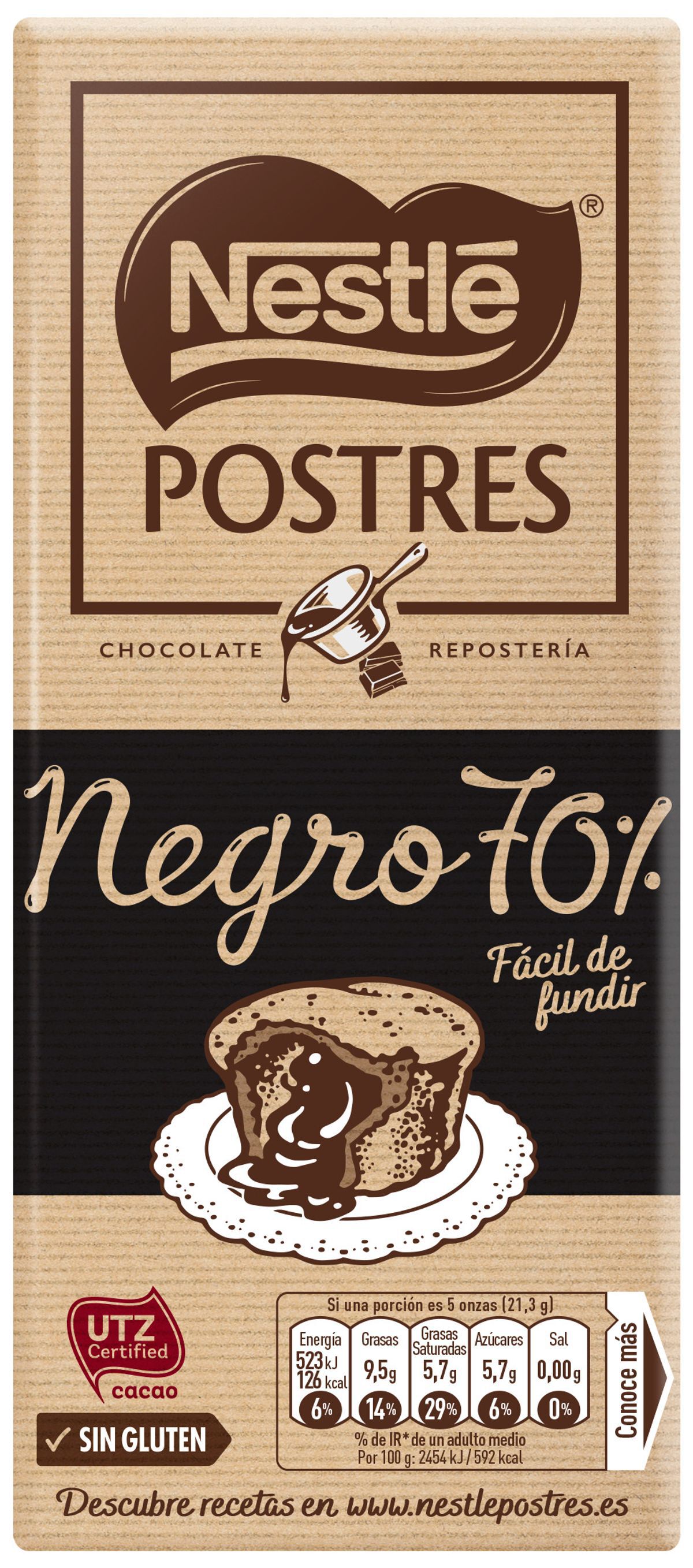 Chocolate negro 70% de cacao Nestlé postres 170g