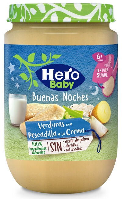 Alimentación infantil Hero Baby Buenas Noches Pescado y Verdura. 190g