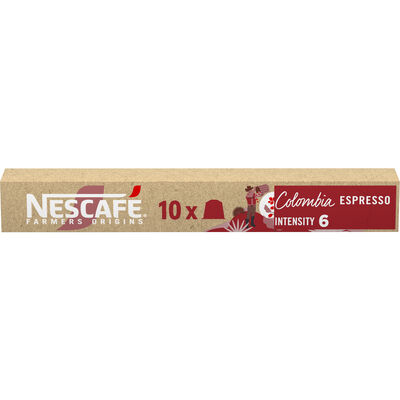 C&aacute;psulas de caf&eacute; de Colombia intensidad 6 espresso 10 c&aacute;psulas