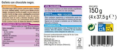 Galletas de chocolate negro tableta Alipende 150g