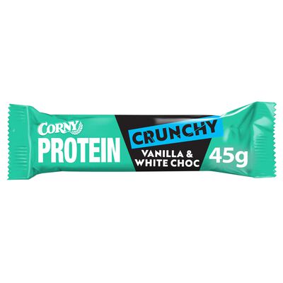 Barrita de proteínas sabor vainilla y chocolate blanco crunchy Corny 45g