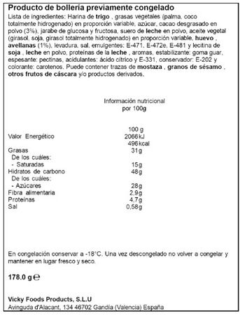 Croissant relleno de crema de cacao y avellanas Hermanos Juan 165g