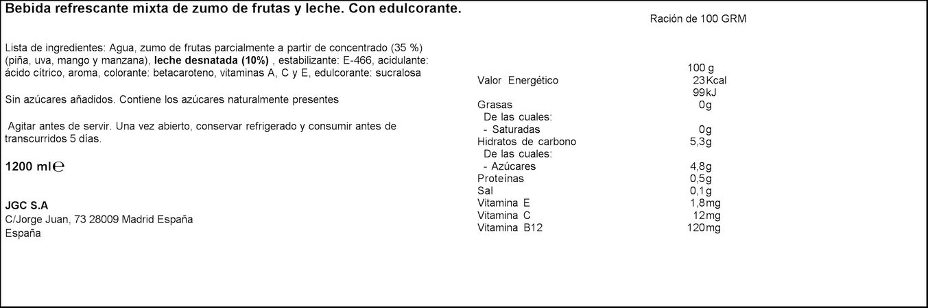 Zumo tropical con leche Don Simón pack 6 zero