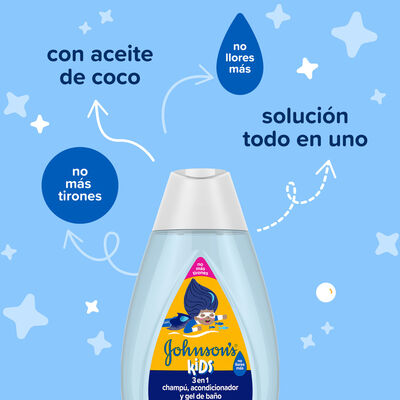 Champ&uacute; 3 en 1 Johnson's kids 300ml con aceite de coco