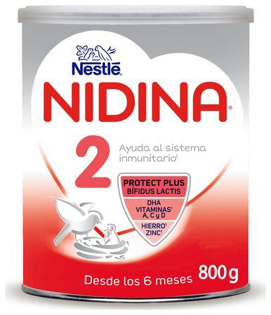 Leche continuaci&oacute;n en polvo Nidina 2 Nestl&eacute; desde 6meses 800g