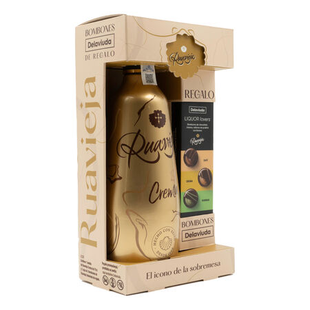 Licor Crema Ruavieja Oro 70cl + Bombones Delaviuda