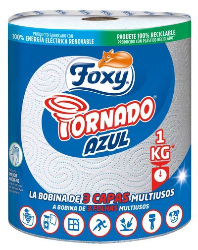 Papel de cocina en rollo Foxy tornado azul