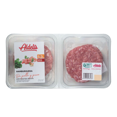 Hamburguesa de pollo y pavo Aldelis pack 4 de 80g