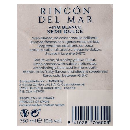 Vino blanco Rincón del Mar semidulce
