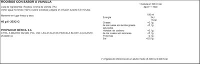 Infusión rooibos sabor vainilla Pompadour 20unidades