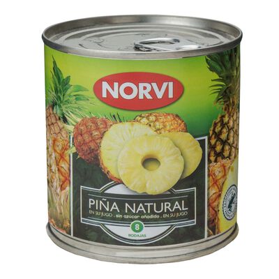 Piña en su jugo sin azucar añadido Norvi 270g