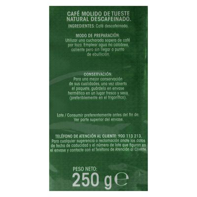 Caf&eacute; molido descafeinado Alipende 250g tueste natural