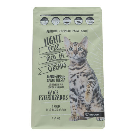 Pienso gato Meque esterilizado pollo cereal 1,2kg