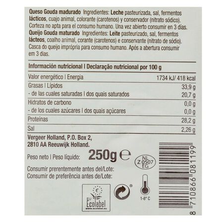 Queso gouda viejo Vergeer 250g 