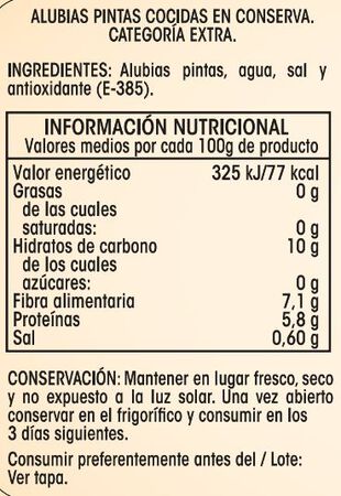 Alubia pinta cocida Alipende 400g