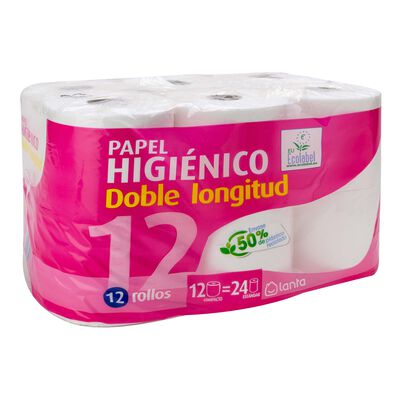 Papel higi&eacute;nico Lanta 12 rollos doble rollo
