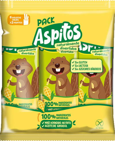 Snack de maíz sin gluten super aspitos Aspil p6 36 g