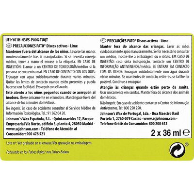 Desinfectante discos activos Pato recambio 2 unidades lima