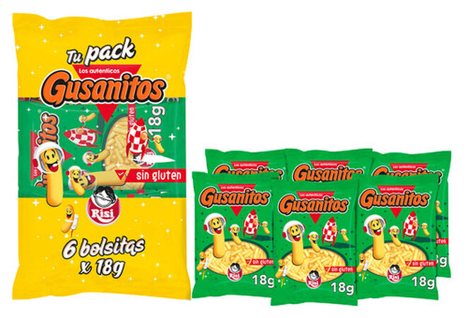 Snack de maíz sin gluten gusanitos Risi pack 6