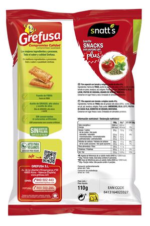 Bocaditos de tomate y or&eacute;gano Snatt&acute;s 110g