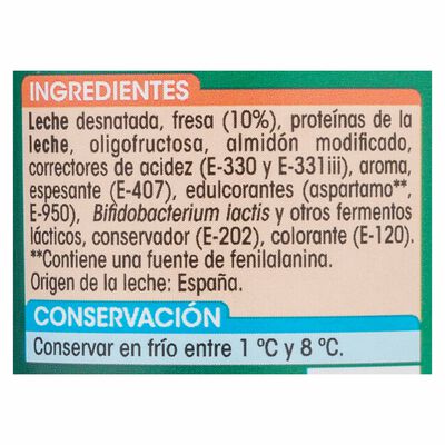 B&iacute;fidus Alipende sin az&uacute;car a&ntilde;adido pack 4 fresas