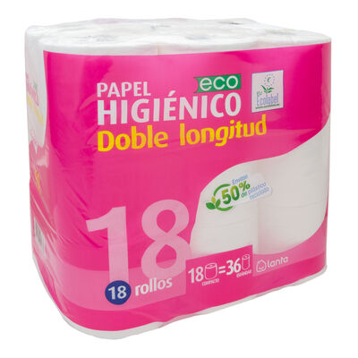 Papel higi&eacute;nico Lanta 18 rollos doble longitud