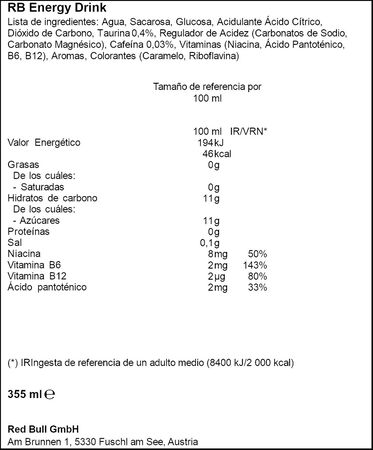 Bebida energ&eacute;tica Red Bull 35,5cl
