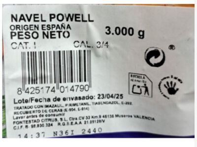 Naranja de mesa bolsa 3kg
