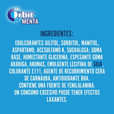 Chicles menta sin azúcar Orbit pack 4