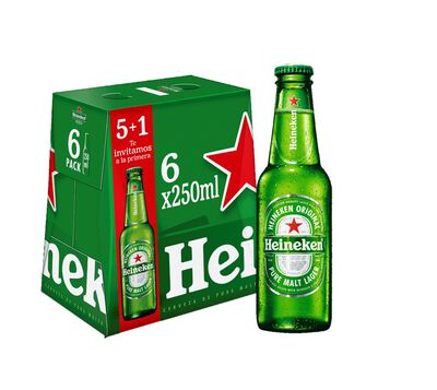 Cerveza rubia pack 5+1 Heineken 25cl