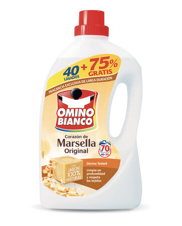 Detergente líquido Omino Bianco Corazón Marsella 40 Dosis + 30 Gratis