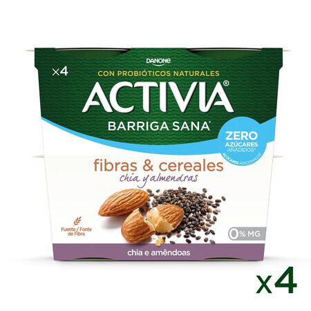 Bífidus probiótico Activia 0% pack 4 chia y almendras
