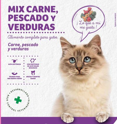Alimento completo para gato Meque carne verdura pescado 2kg