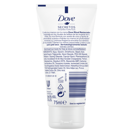 Crema de manos Dove 75ml secretos hidratantes aceite coco