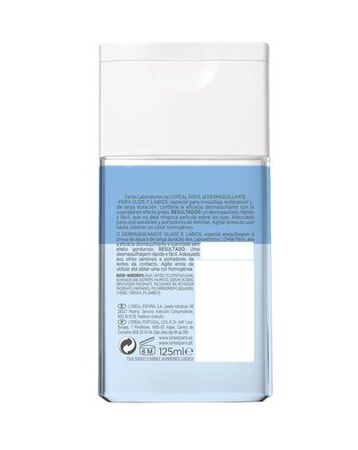 Desmaquillante L'Or&eacute;al 125ml ojos sensibles y labios waterproof