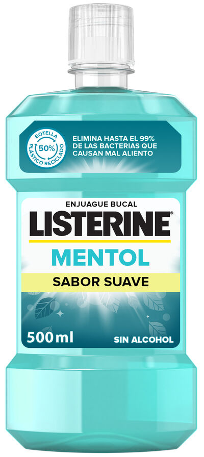Enjuague bucal sin alcohol suave Listerine 500ml mentol