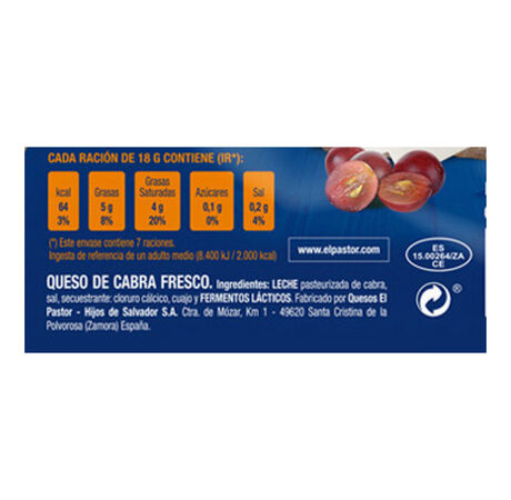 Queso de cabra en lonchas Pastor 125g