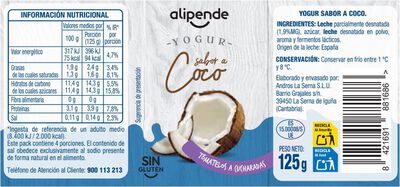Yogur pack 4 con sabor a coco Alipende