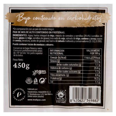 Pan de molde integral Vitragrain 400g
