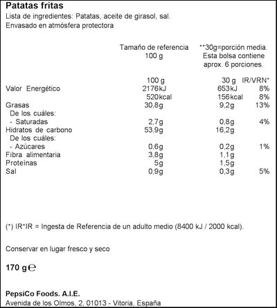 Patatas fritas lays 170g gourmet