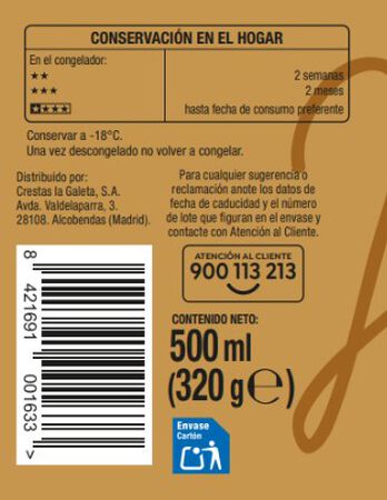 Helado sabor vainilla macadamia Alipende 500ml