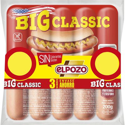 Salchicha Big classic ElPozo pack 3 x 200g