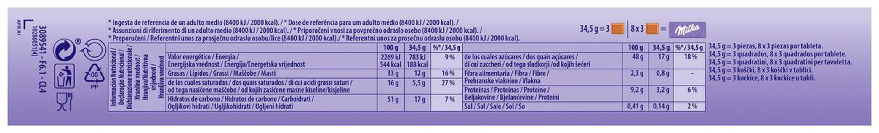 Chocolate con leche, caramelo y cacahuete Milka 276g