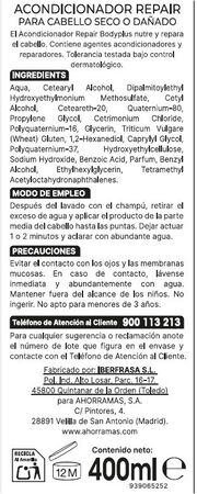Acondicionador cabello Bodyplus 400ml da&ntilde;ado
